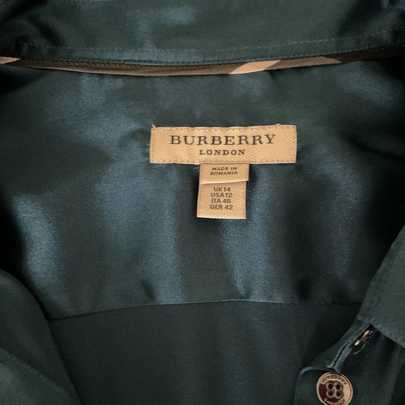 Burberry of London Deep Teal Button Down Blouse Size 12 - Picture 3 of 11